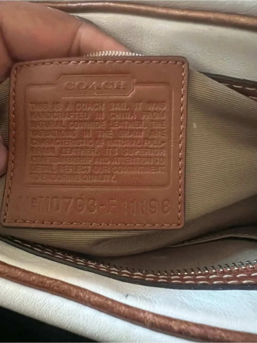 Coach Hampton Bag Doctors Satchel Shoulder Bag White & Tan Leather